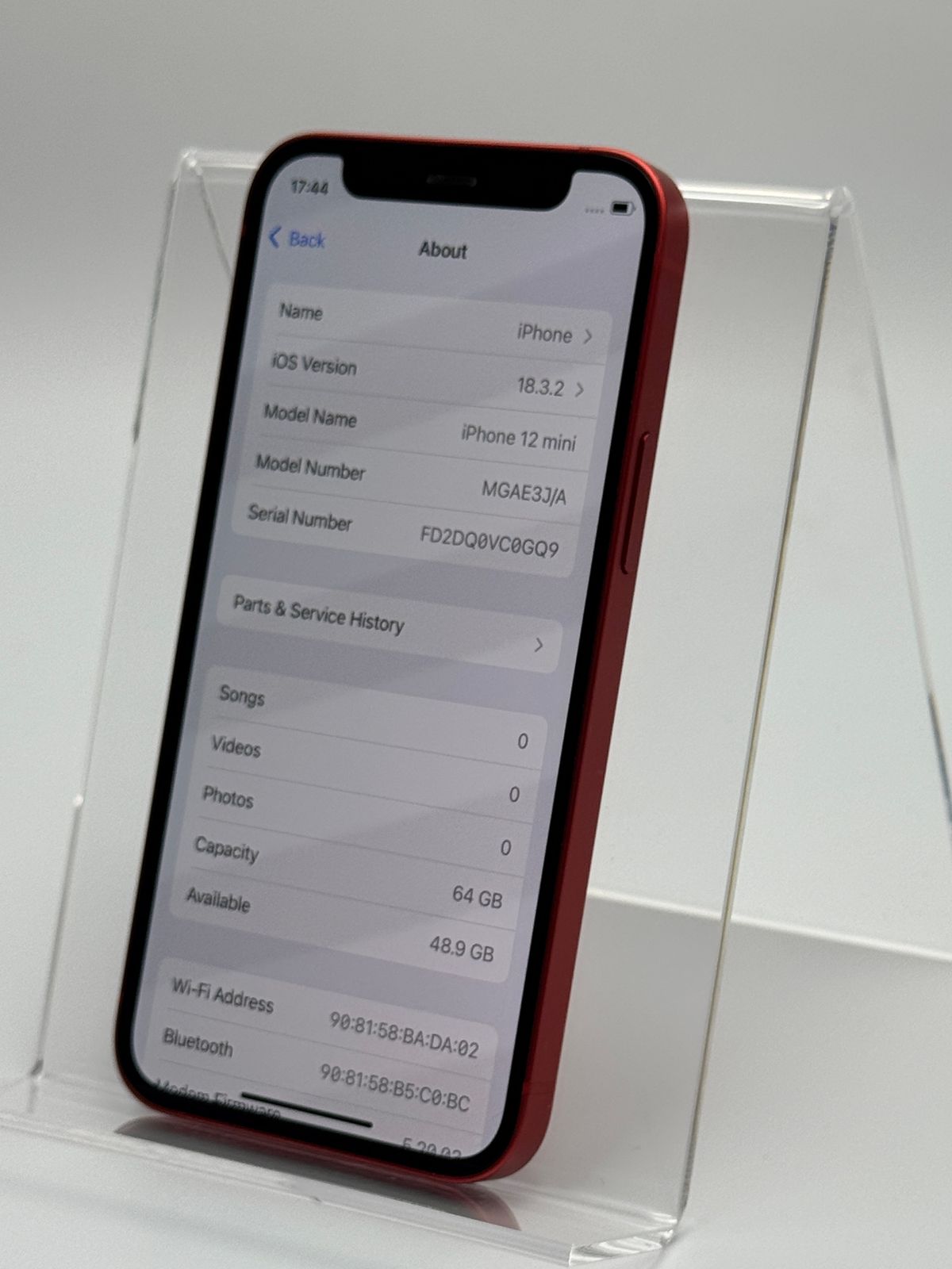 中古B】iPhone 12 mini 64GB レッド バッテリー【83%】 SIMフリー 白