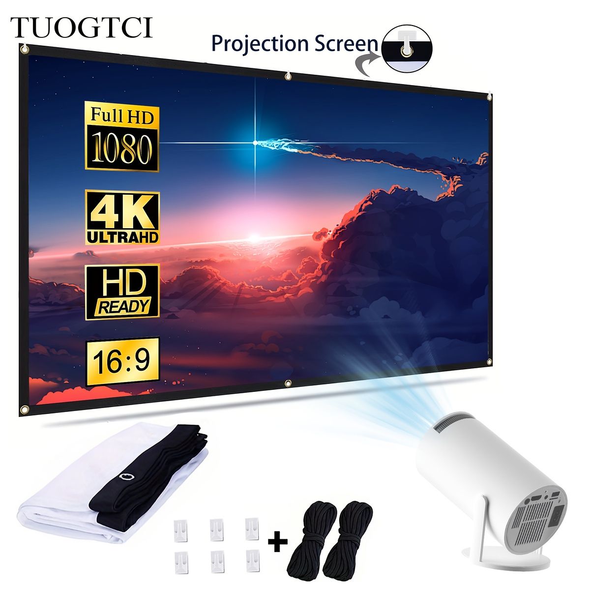 4K対応＆折りたたみ】84インチ プロジェクタースクリーン 16:9 シワに