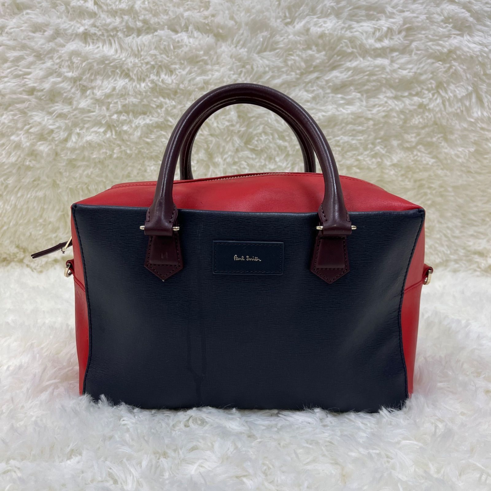 Paul Smith ポールスミス ハンドバッグ 2way カラーブロック ネイビー  