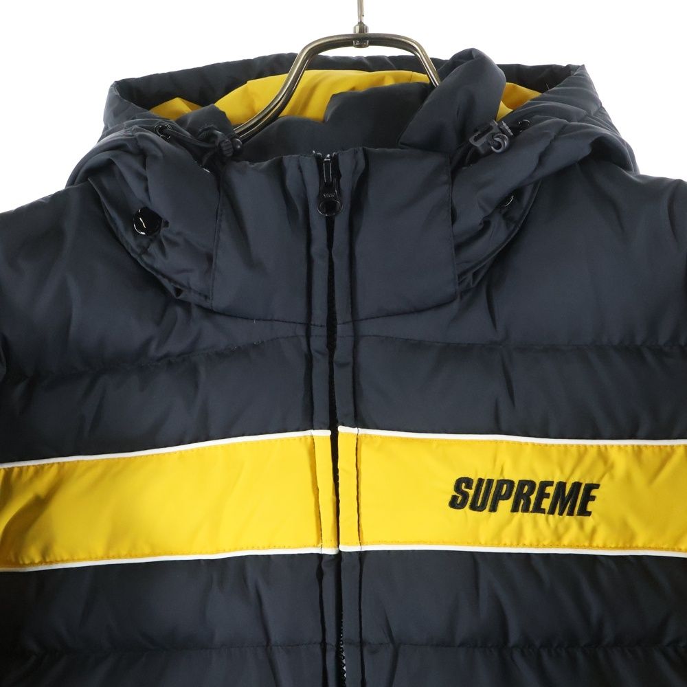 SUPREME (シュプリーム) 18AW Stripe Panel Down Jacket 胸ロゴ刺繍