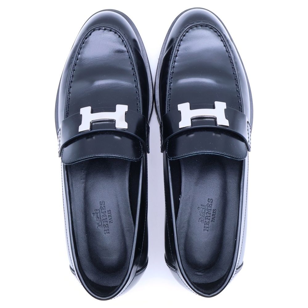 HERMES (エルメス) モカシン フォーブル Hロゴプレート レザー
