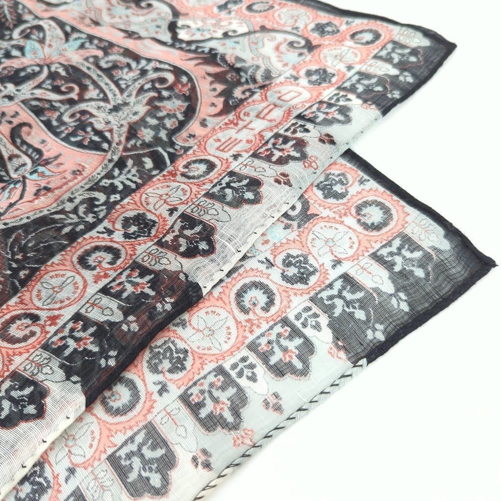 L エトロ ETRO ストール リネン シルク ペイズリー柄 麻 絹 スカーフ