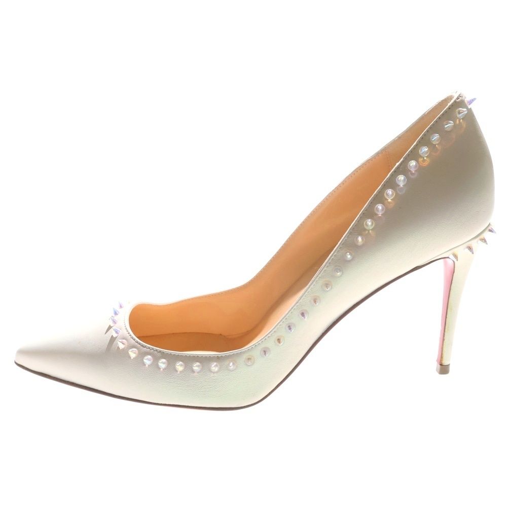 【美品】Christian Louboutinオーロラスパイクパンプス白35 CHRISTIAN LOUBOUTIN (クリスチャンルブタン) アンジェリーナ オーロラ