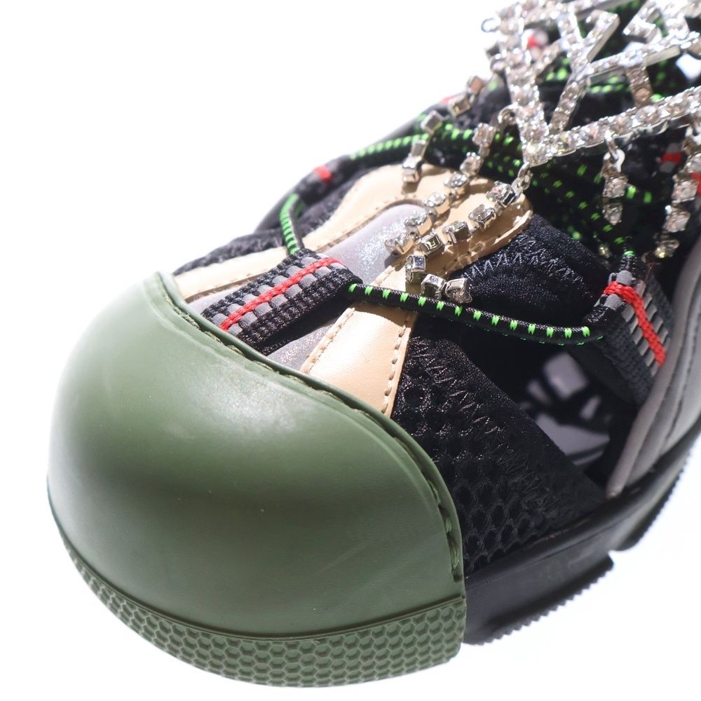 GUCCI ビジュー　ストラップ サンダル 〈721〉 GUCCI (グッチ) ビジュー装飾 レザー ラバー ベルクロ フラット