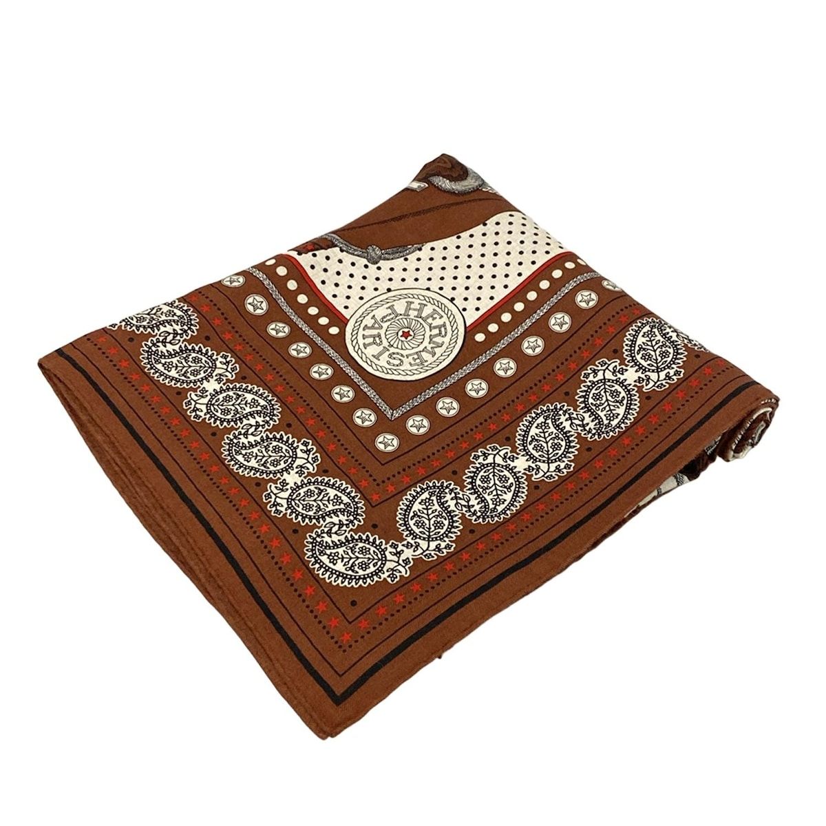 HERMES シルク ストール ダークブラウン エルメス Hermes Hロゴ ストール シルク ブラウン系 レディース 8543