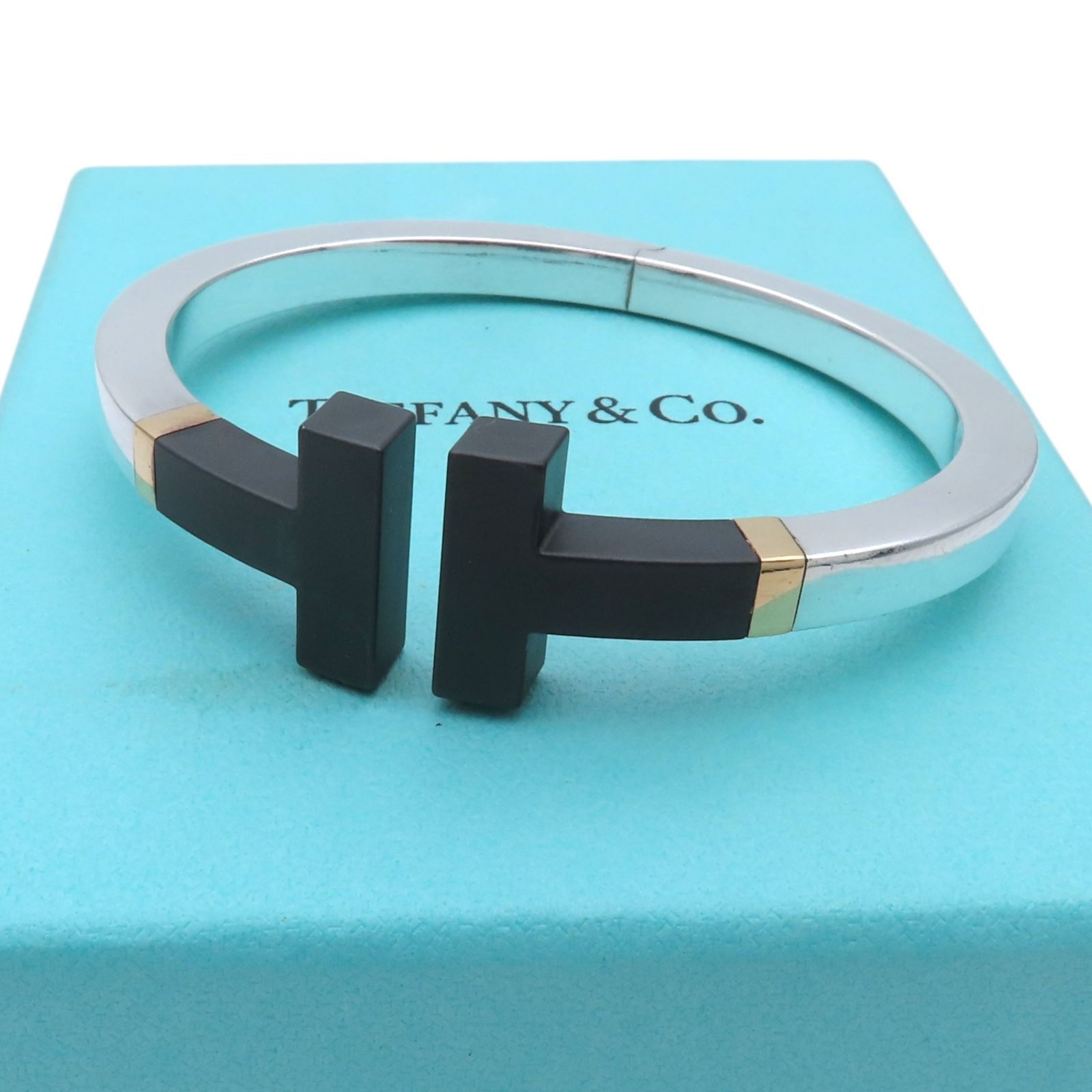 極希少 美品 Tiffany&Co. ティファニー Tスクエア ブラック チタン 