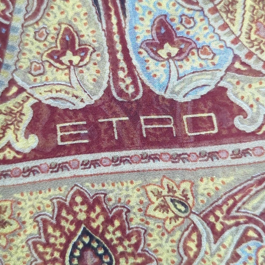 M エトロ ETRO スカーフ ストール シルク100% ペイズリー柄 ボルドー
