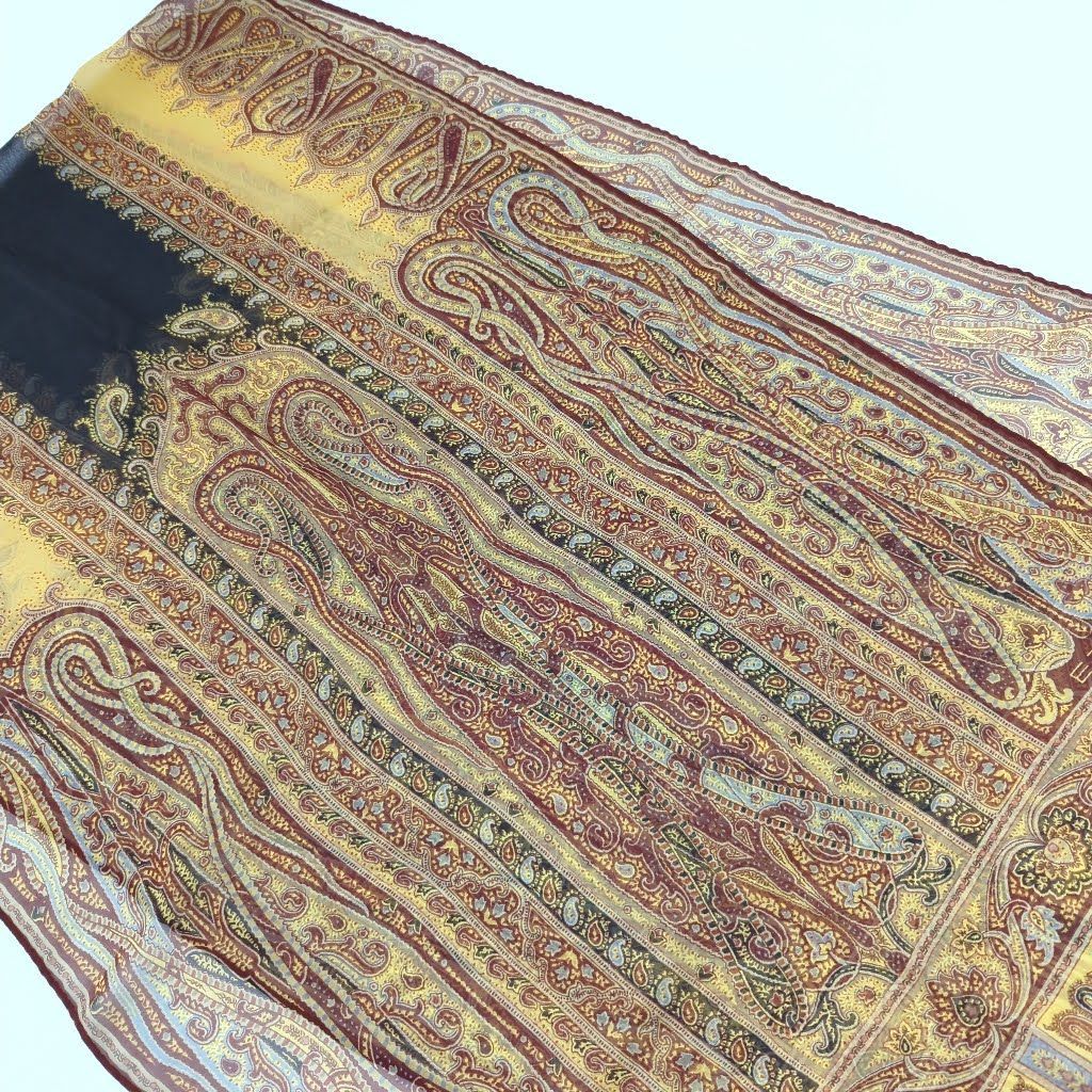 M エトロ ETRO スカーフ ストール シルク100% ペイズリー柄 ボルドー