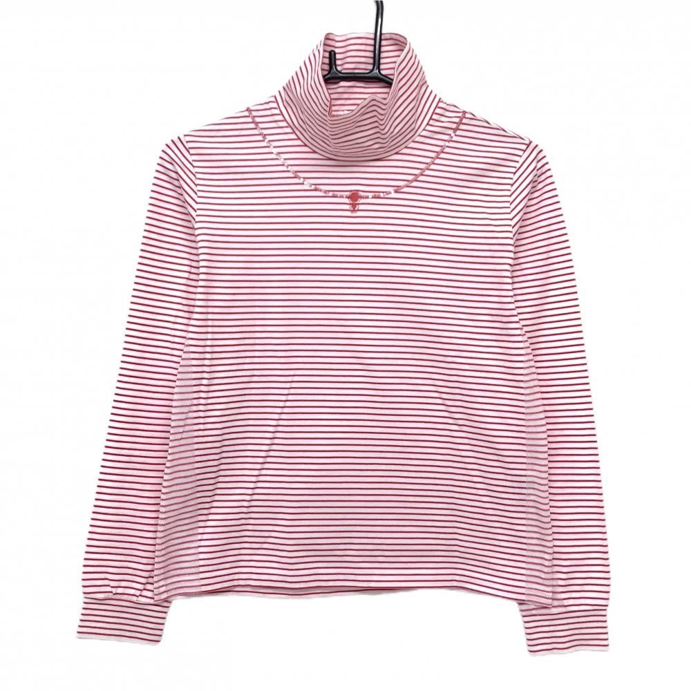 美品】ピッコーネクラブ 長袖ハイネックシャツ 白×レッド ボーダー