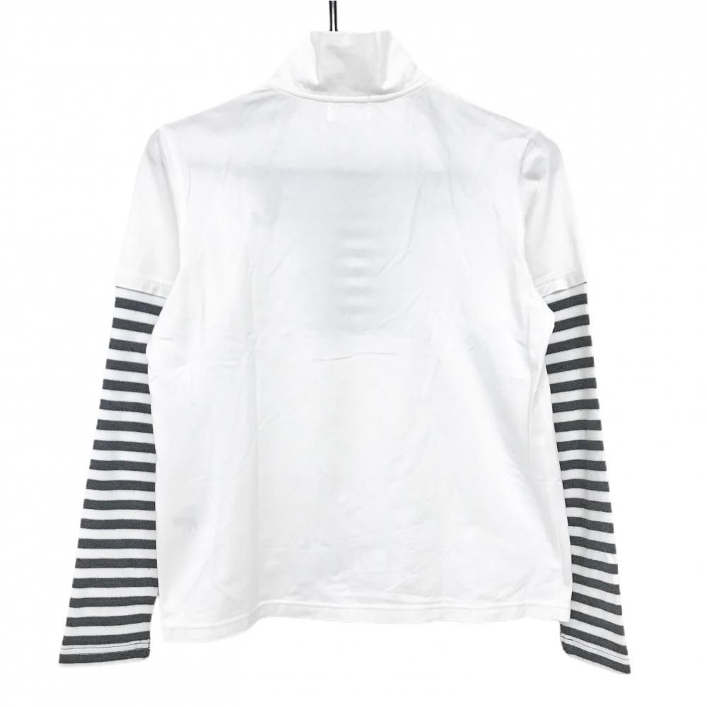 ピッコーネクラブ 長袖ハイネックシャツ 白×グレー ハーフジップ 袖