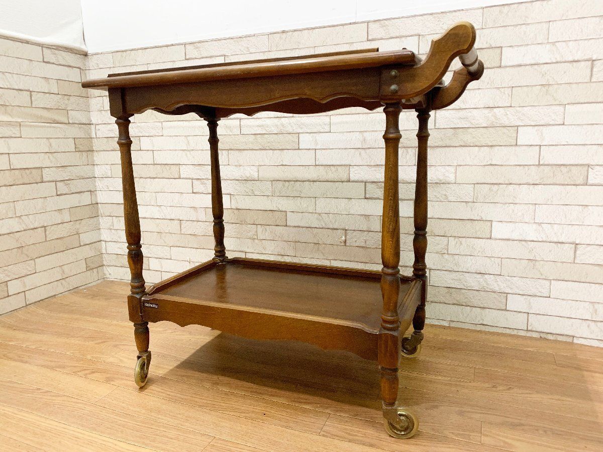 【希少】 カリモク karimoku キッチンワゴン レトロ アンティーク □オールドカリモク karimoku コロニアル キッチンワゴン キッチン