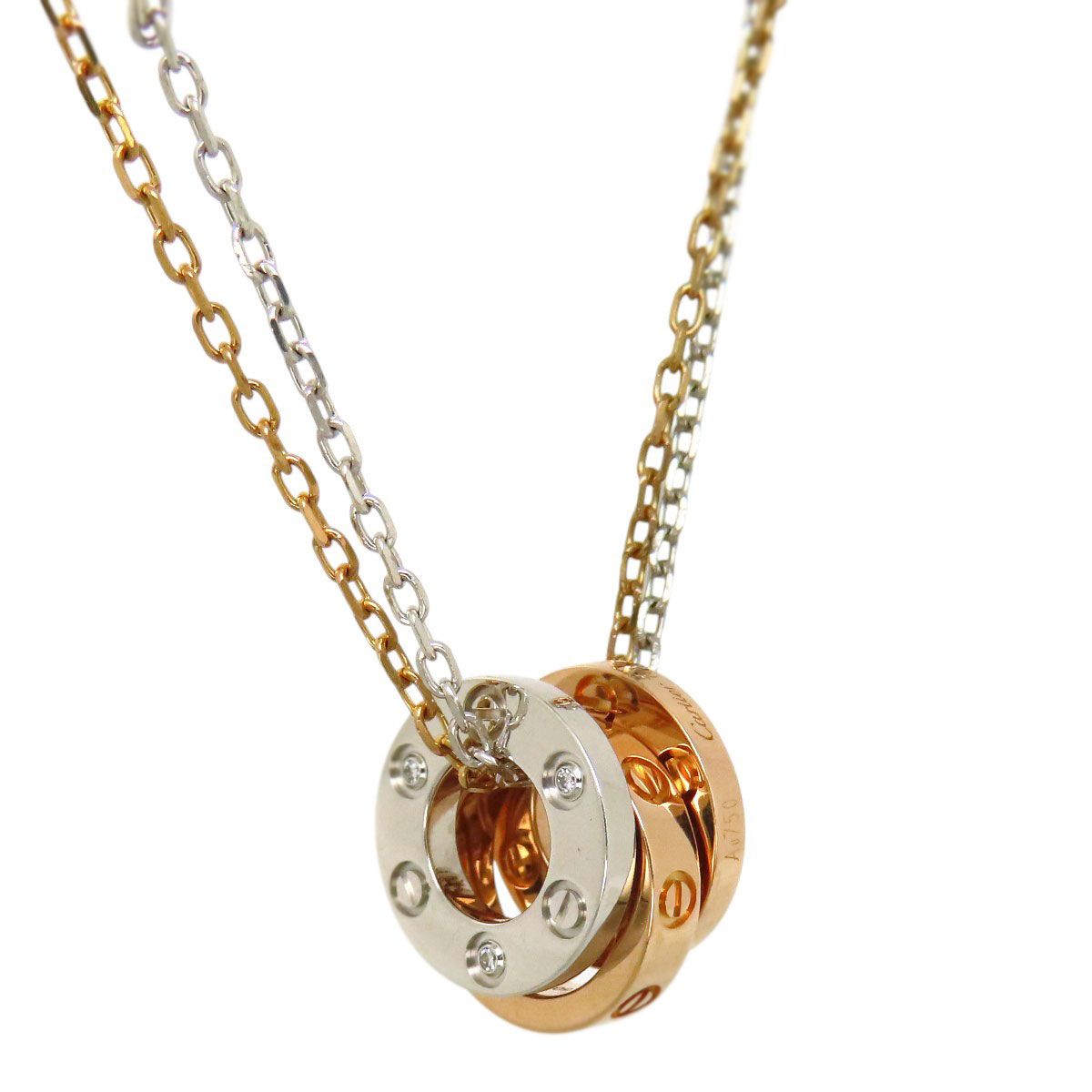 カルティエ ラブ スリーフープ ネックレス ダイヤモンド B7219700 750