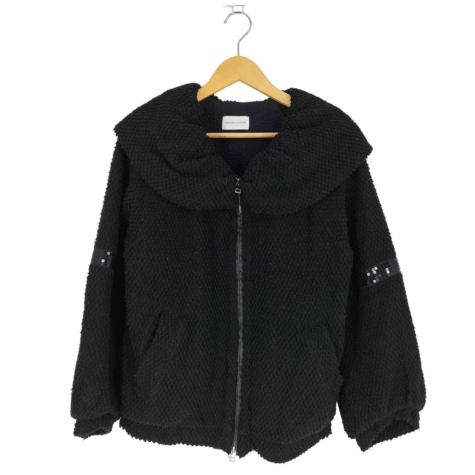 ツモリチサトジャケット ツモリチサト TSUMORI CHISATO ダブルジップ 袖スパンコール ビッグ