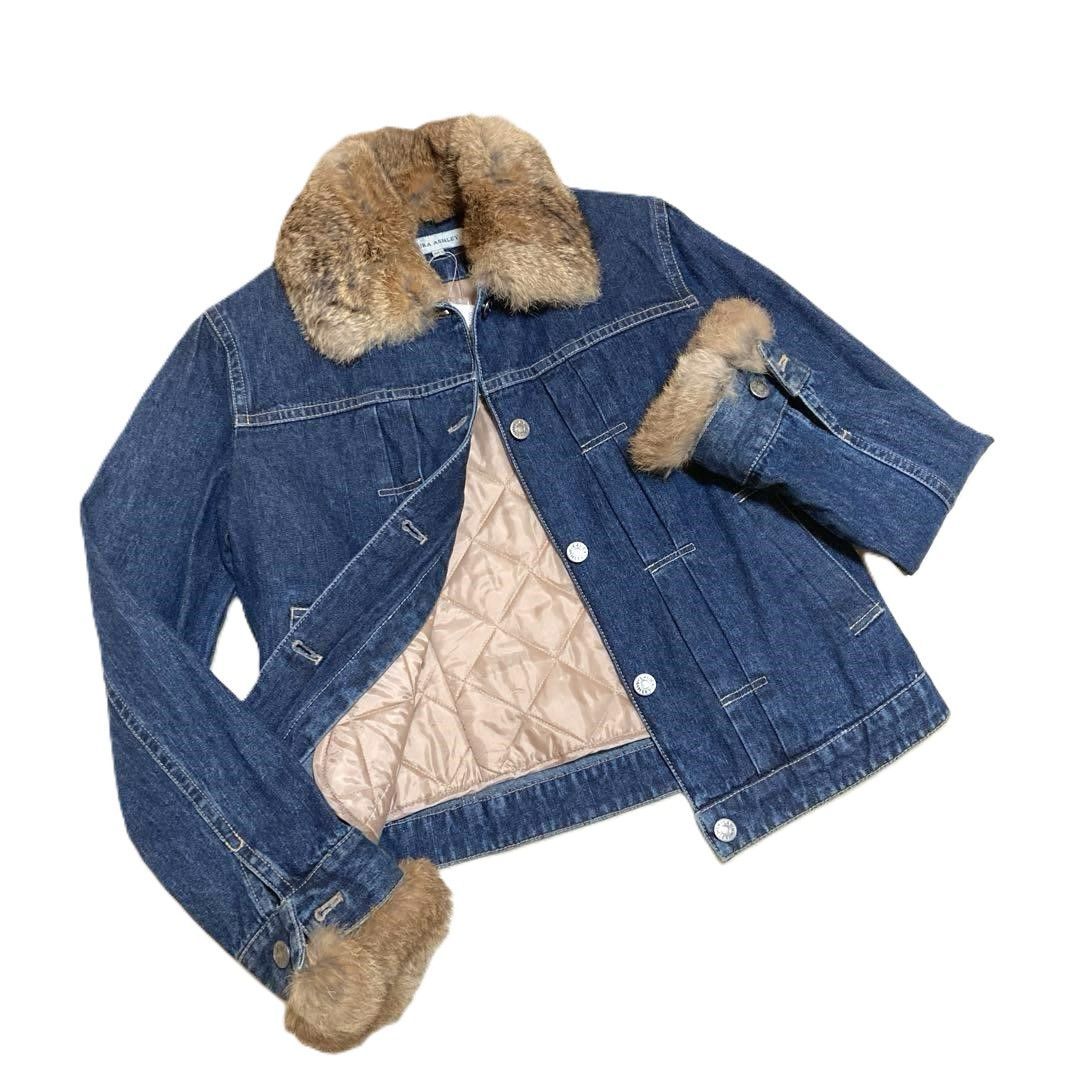新品】LAURA ASHLEY ラビットファー付き デニムジャケット インディゴ