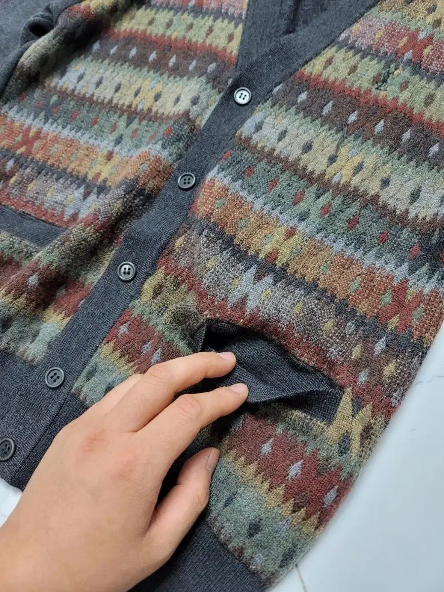 YSL グレー ニットカーディガン イヴ・サンローラン Saint Laurent Destroyed Grey Knit Cardigan SS16 Surf Sound Hedi