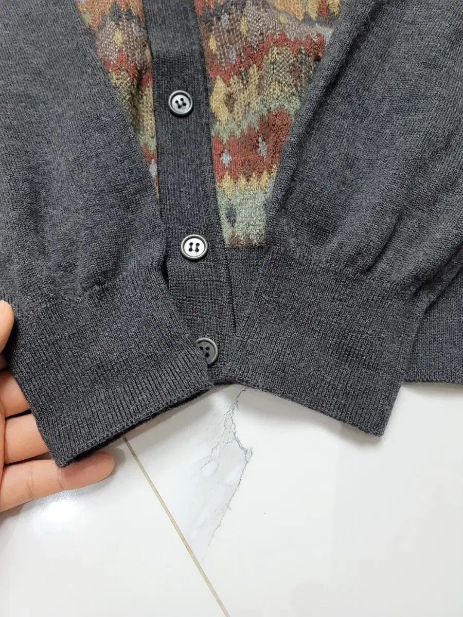 YSL グレー ニットカーディガン イヴ・サンローラン Saint Laurent Destroyed Grey Knit Cardigan SS16 Surf Sound Hedi