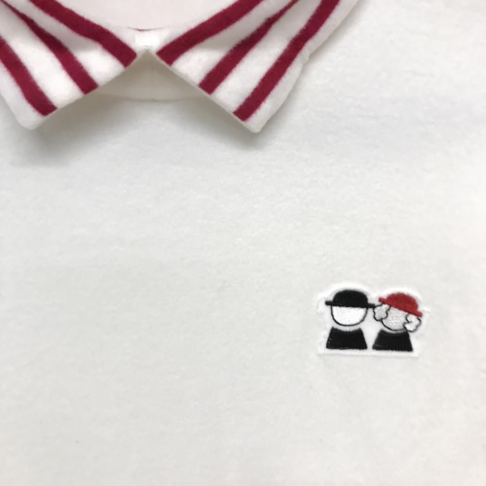 美品】ピッコーネクラブ 長袖ハイネックシャツ 白×レッド ネック・袖口