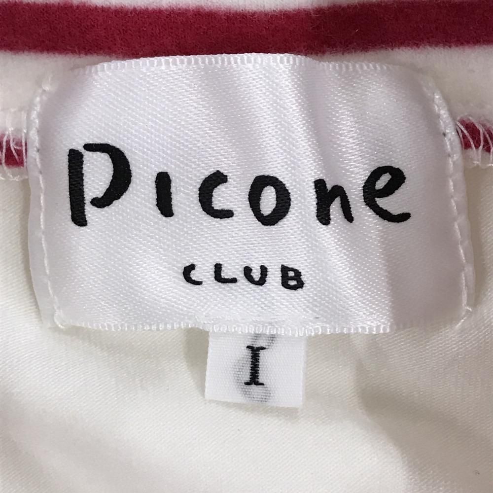 美品】ピッコーネクラブ 長袖ハイネックシャツ 白×レッド ネック・袖口