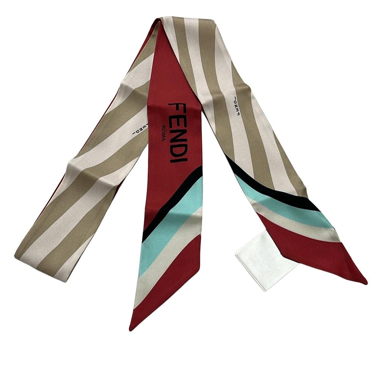 FENDIフェンディリボン柄 スカーフ FENDI(フェンディ) スカーフ新品同様 - ベージュ×ライトピンク リボン