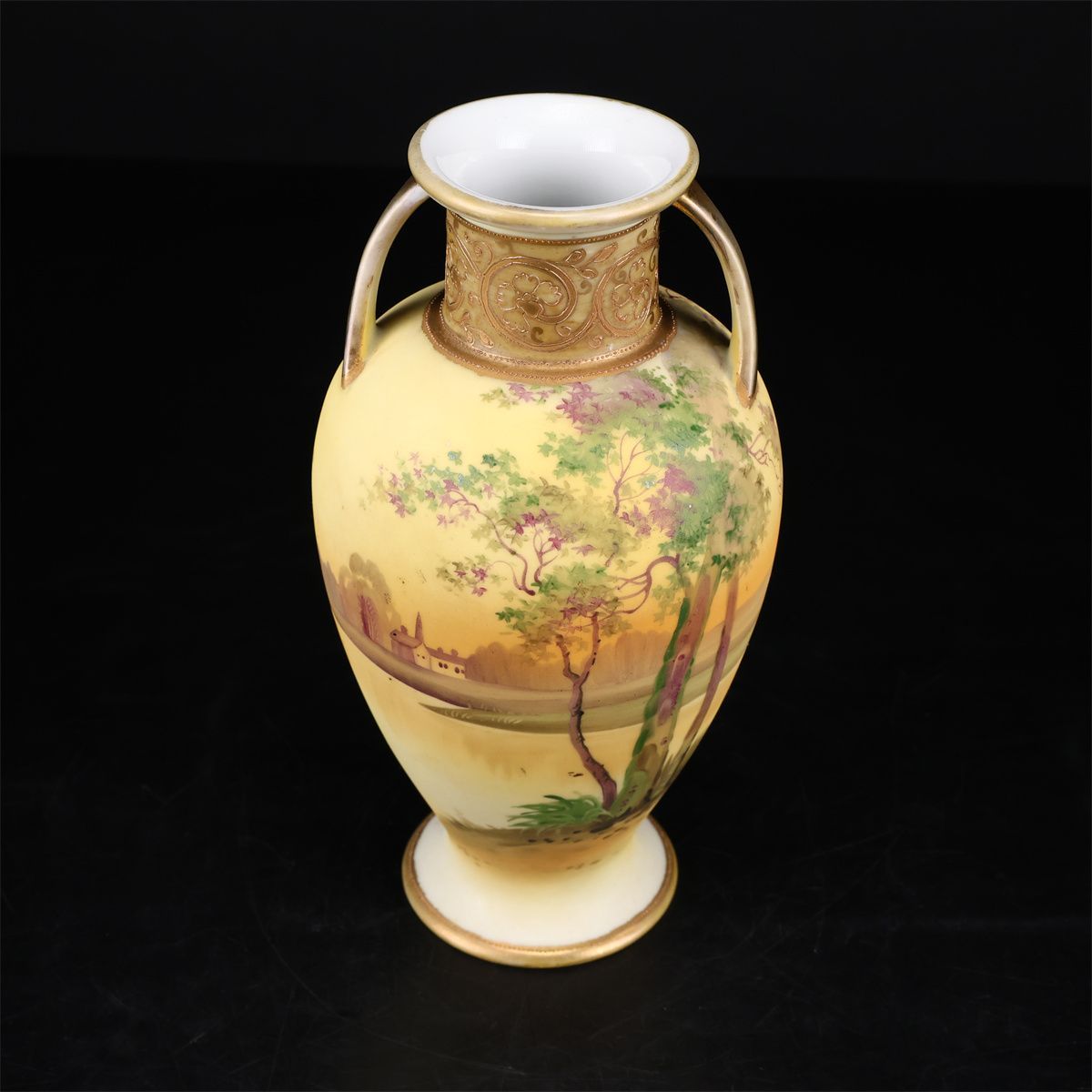 ノリタケ 花瓶 Noritake 箱あり バラ柄 金彩 大正時代のオールド