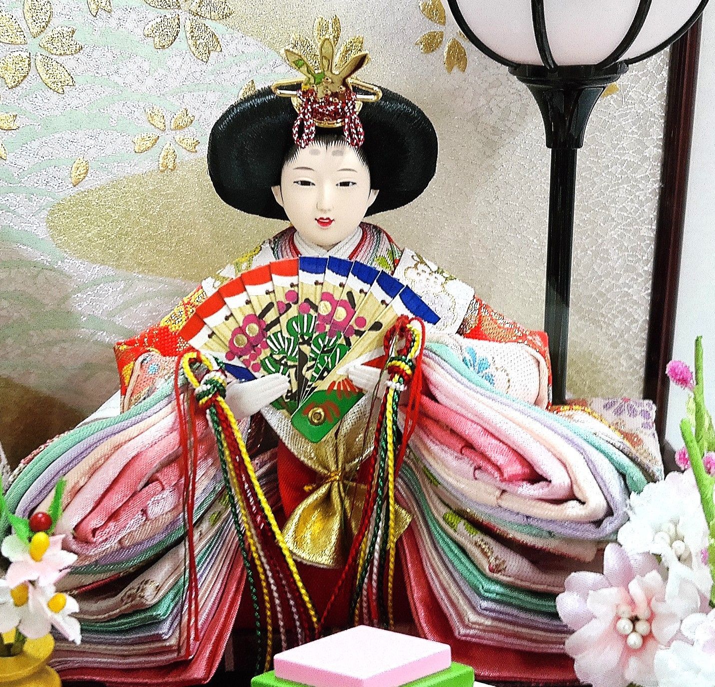 M[宅120]0687 雛人形 親王飾り 小芥子 二人 アクリルケース入り ライト