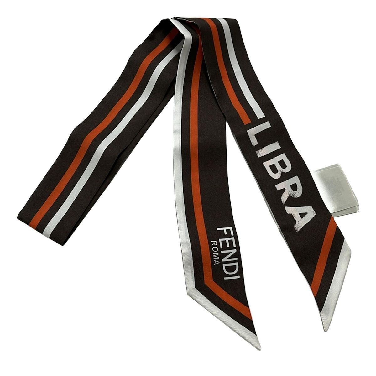 FENDI(フェンディ) スカーフ新品同様 - ダークブラウン×オレンジ×白