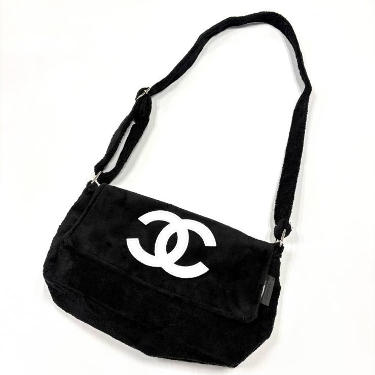 CHANEL ノベルティ ココマーク ショルダーバッグ パイル地 ブラック