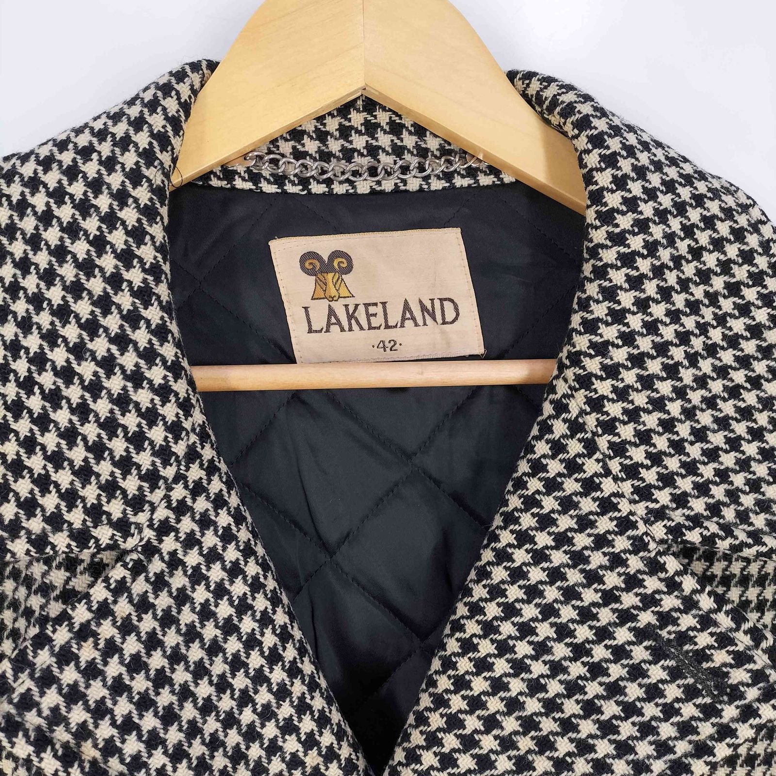 レイクランド Lakeland 60S 裏地キルティング クルミボタン 千鳥格子