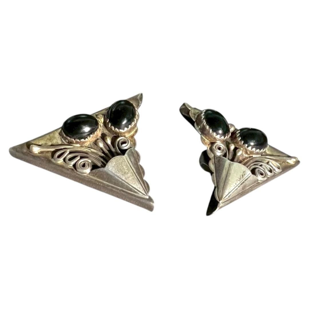 Vintage NAVAJO ブラックオニキス ポロタイ カラーチップジュエリー