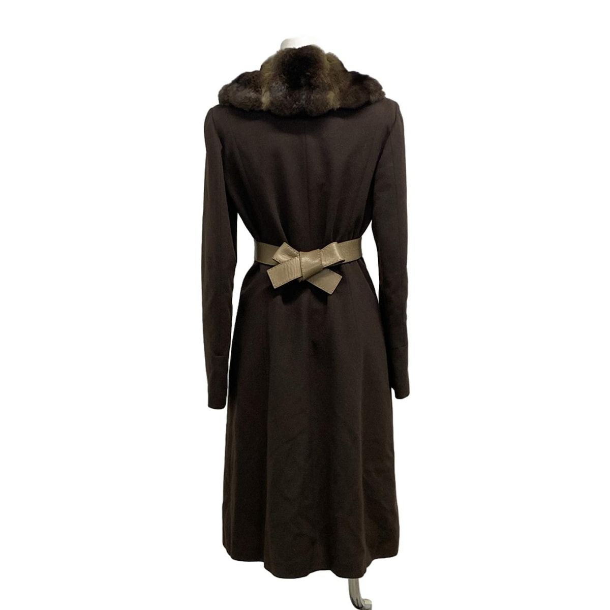 美品✨FENDI フェンディ　襟ファー　ロングコート　ベルト　M ブラウン　38 美品✨FENDI フェンディ 襟ファー ロングコート ベルト M ブラウン 38