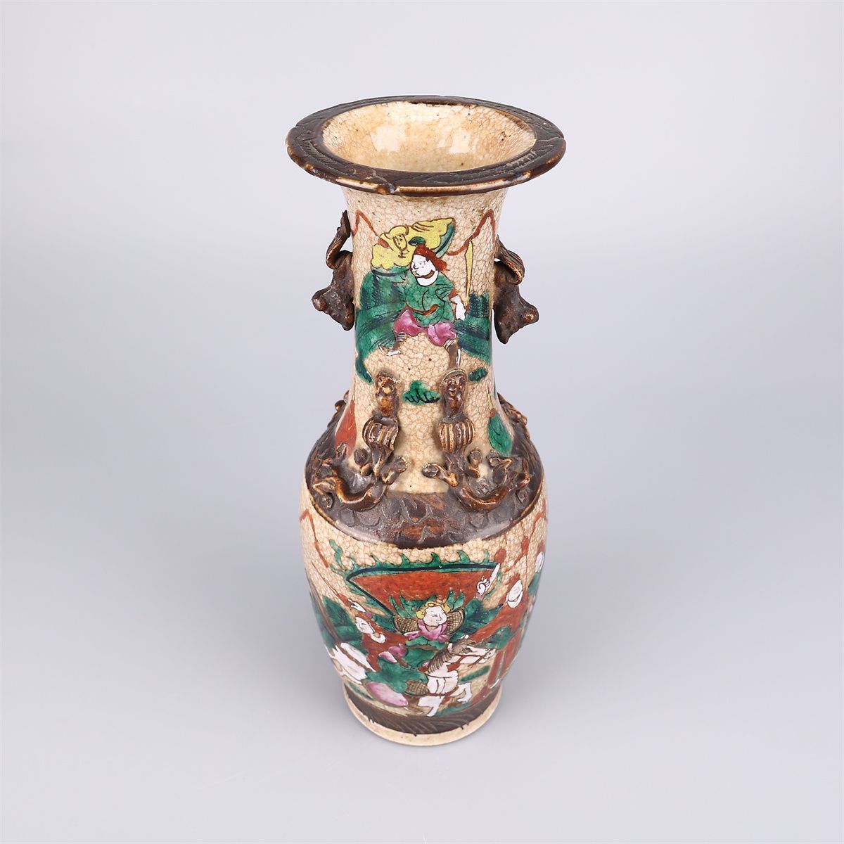 中国古美術 清の時代 哥釉五彩 花鳥文花瓶 高さ30cm 【公式通販】