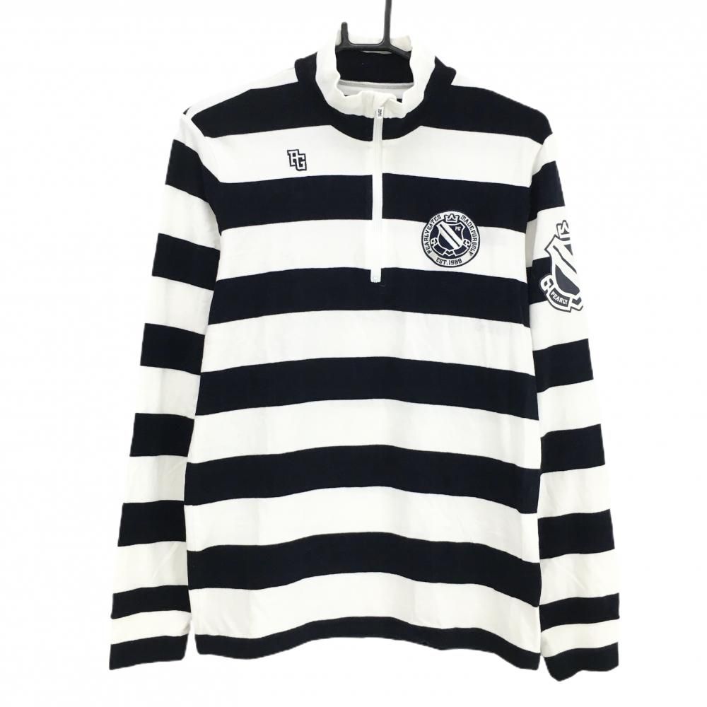 パーリーゲイツ　長袖　ハイネック　ボーダー　タグ付き パーリーゲイツ 長袖ハイネックシャツ 白×ネイビー ボーダー ハーフ