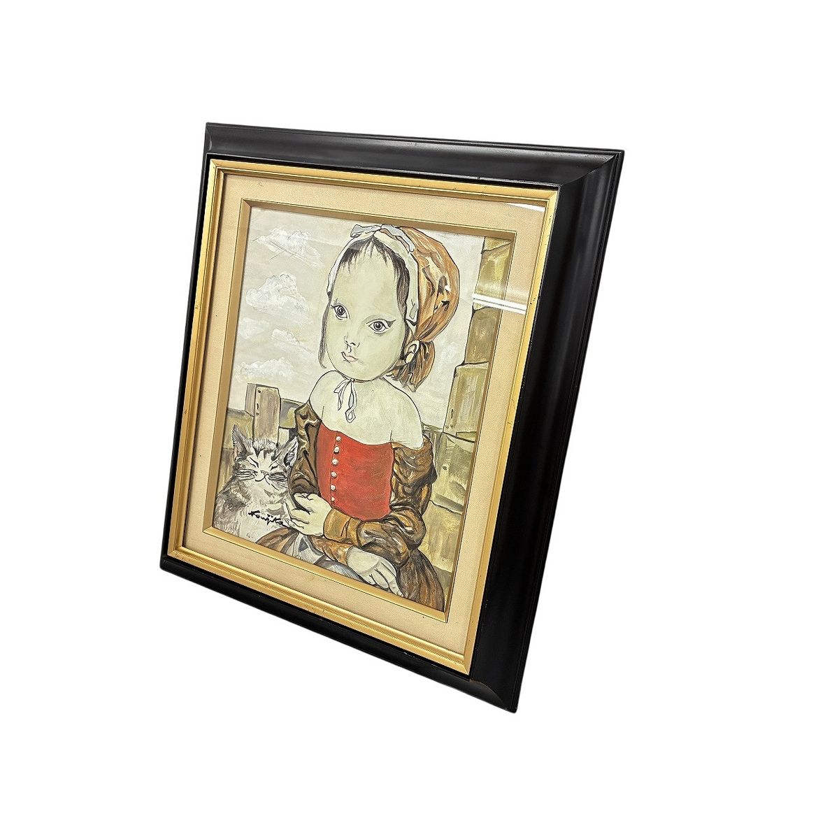 藤田嗣治　木版画　額装　鑑定書付き 藤田嗣治 木版画 額装 鑑定書付き 藤田嗣治 木版画 額装 鑑定書付き