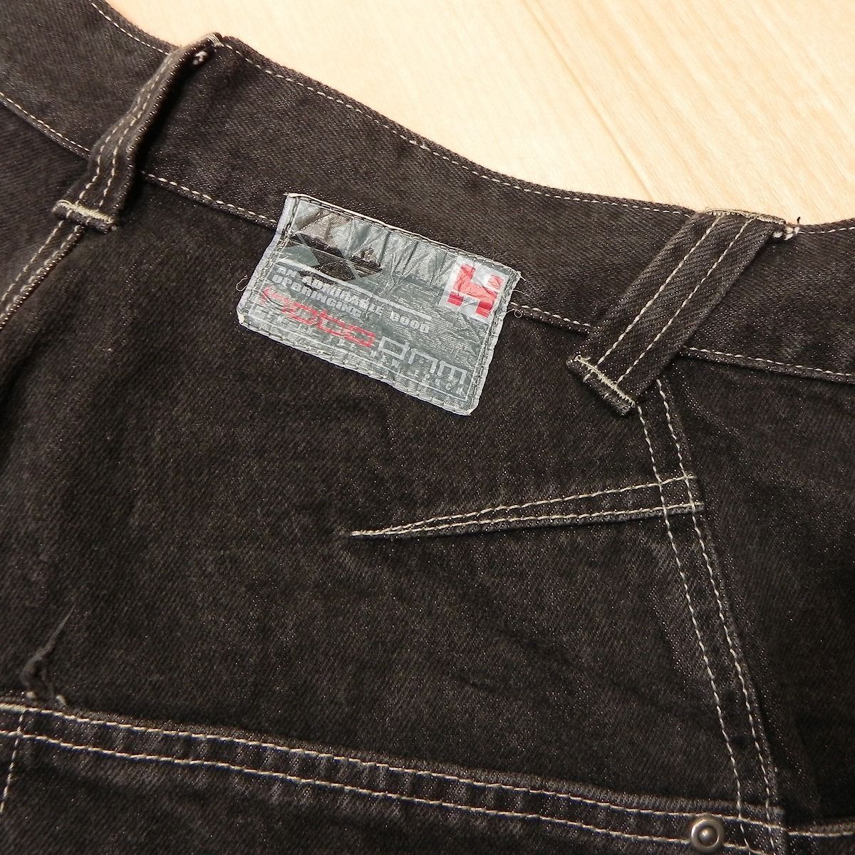 美品90s極太 PARTO SPORTS 総柄バギーブラックデニム HIPHOP ワイド