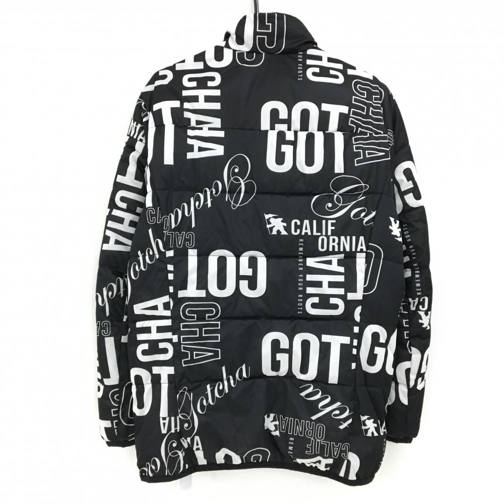 【新品タグ付】GOTCHA GOLF 総柄 中綿 サーモライト ジャケット ガッチャゴルフ 中綿ジャケット 黒×白 ロゴ総柄 ネック内側起毛 メンズ