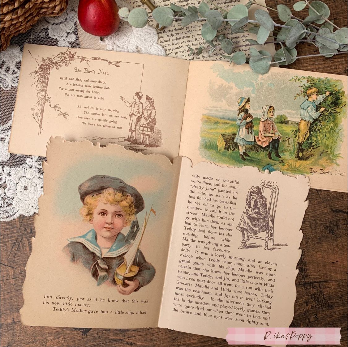 ヴィンテージ絵本 ヴィクトリアン Toy Book ミニ絵本 2冊セット Brown