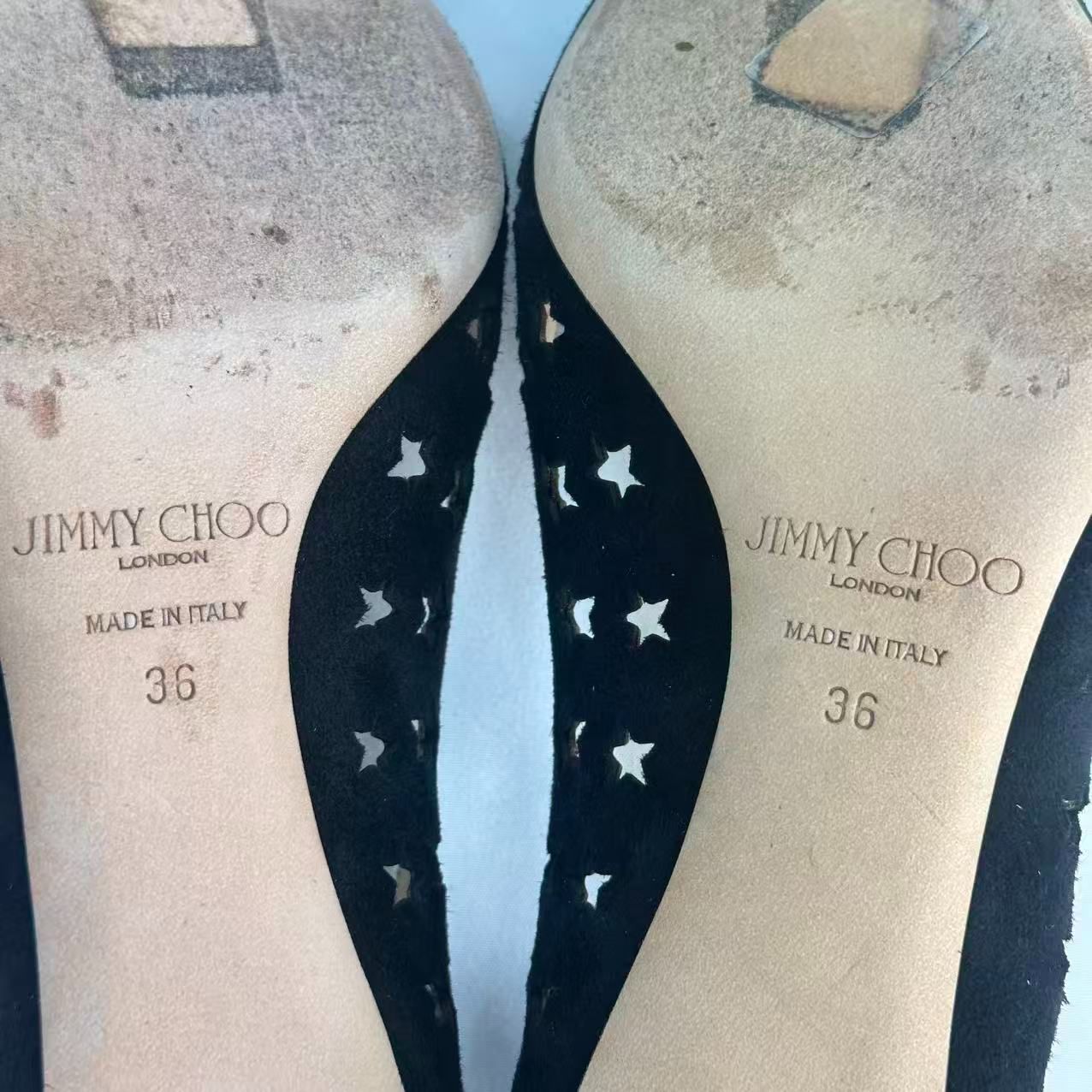 JIMMY CHOO ブラックスター 星柄 パンチング ハイヒール サイズ36