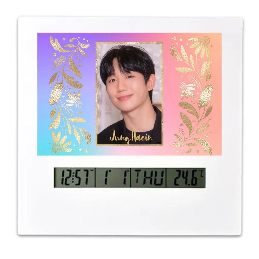 チョンへイン フォトフレームクロック 置き時計 カレンダー 目覚まし時計 アラーム 温度計 時計 韓流 グッズ nr003-5