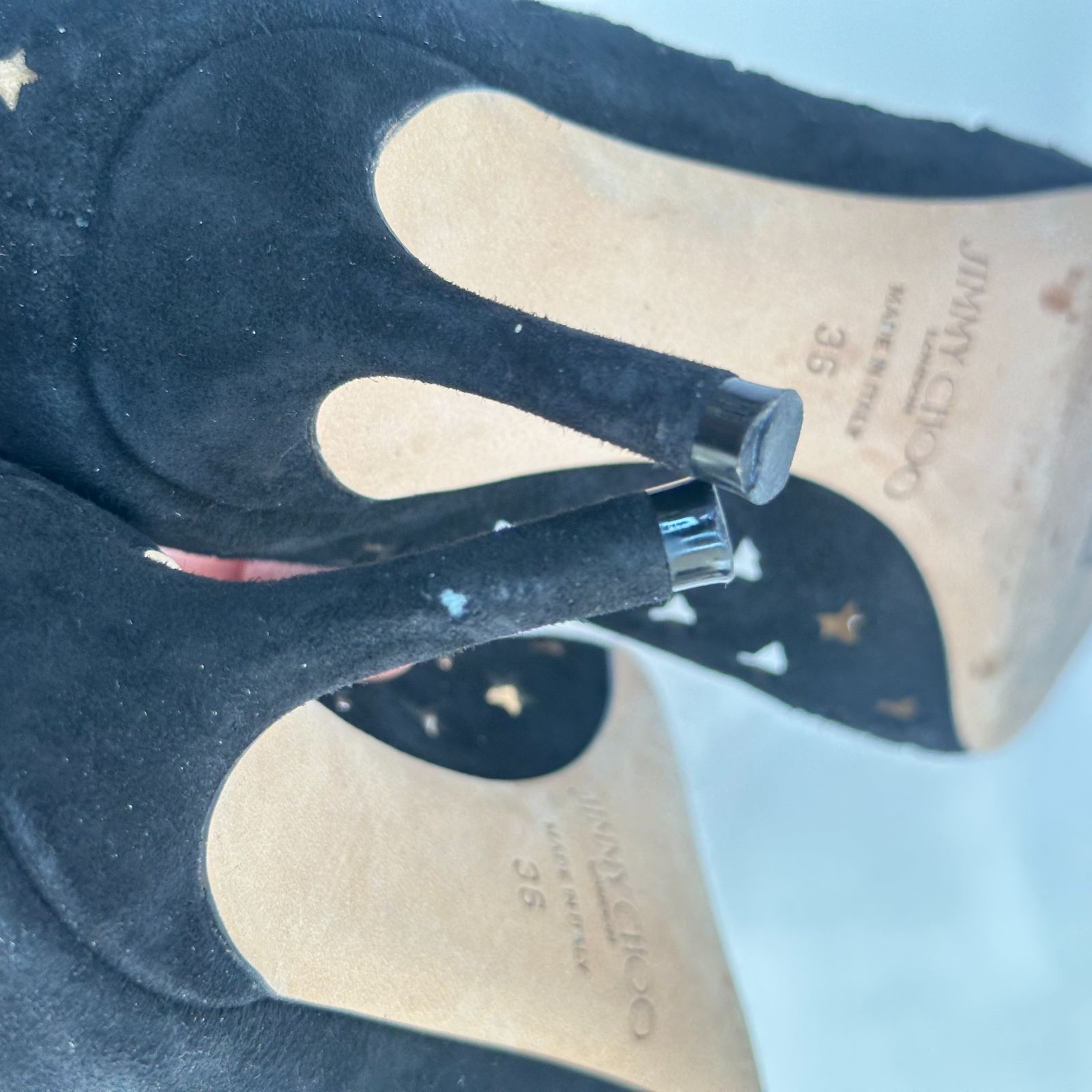 JIMMY CHOO ブラックスター 星柄 パンチング ハイヒール サイズ36