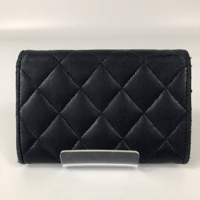 CHANEL ポーチ 小物入れ レザー ビコローレ ブラック ココマーク 箱