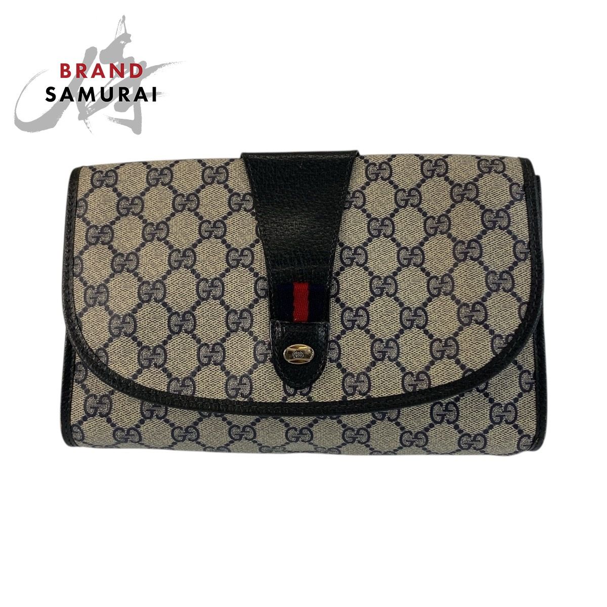 GUCCI グッチ ヴィンテージ シェリーライン グレー ネイビー ゴールド 