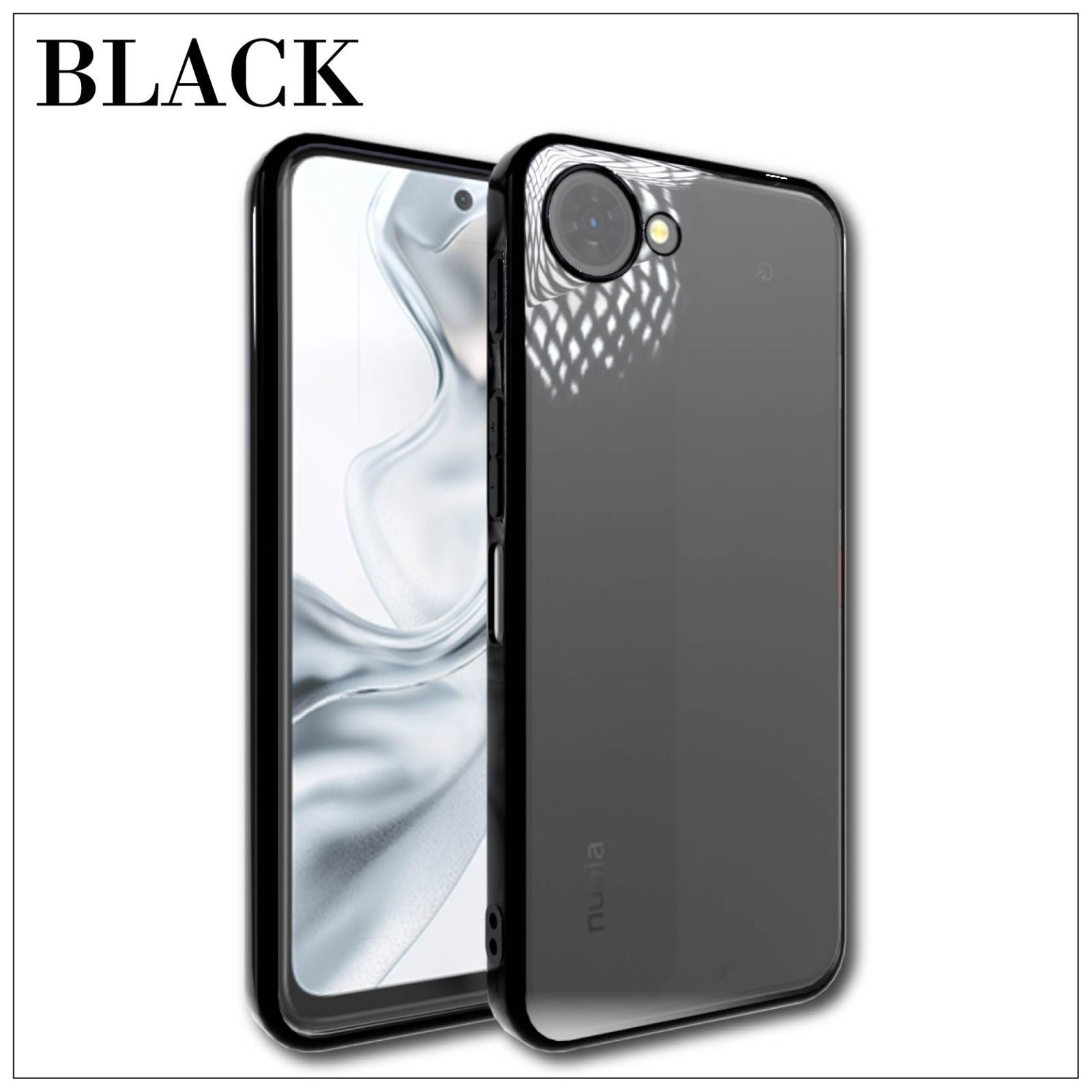 【新品未使用】nubia S2e ブラック クリアケース付き♪ ZTE nubia S2e (A507ZT) S2R シンプル サイドメッキ加工 TPU クリア 耐