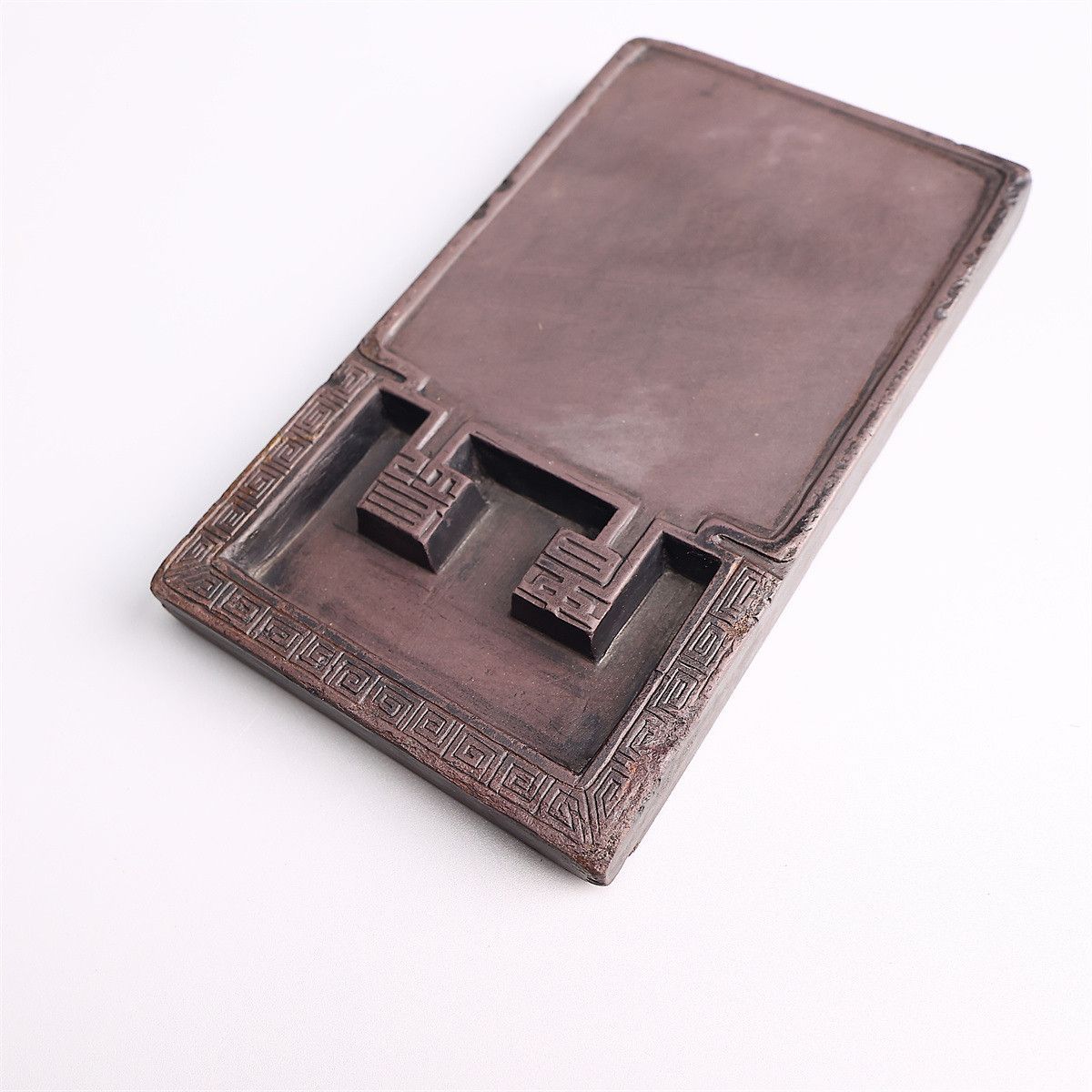 唐物 【天然端渓石製】 書道具 端渓硯 幅13×7.5㎝ 重284g／木箱付