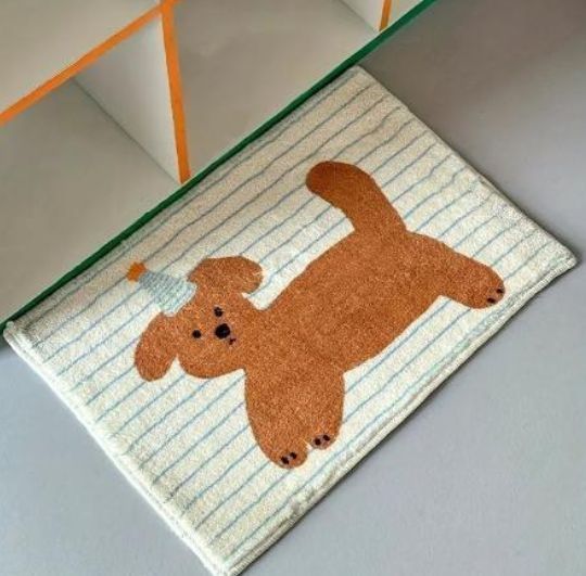 可愛い犬デザイン バスマット - 100%ポリエステル製ケューティードッグ