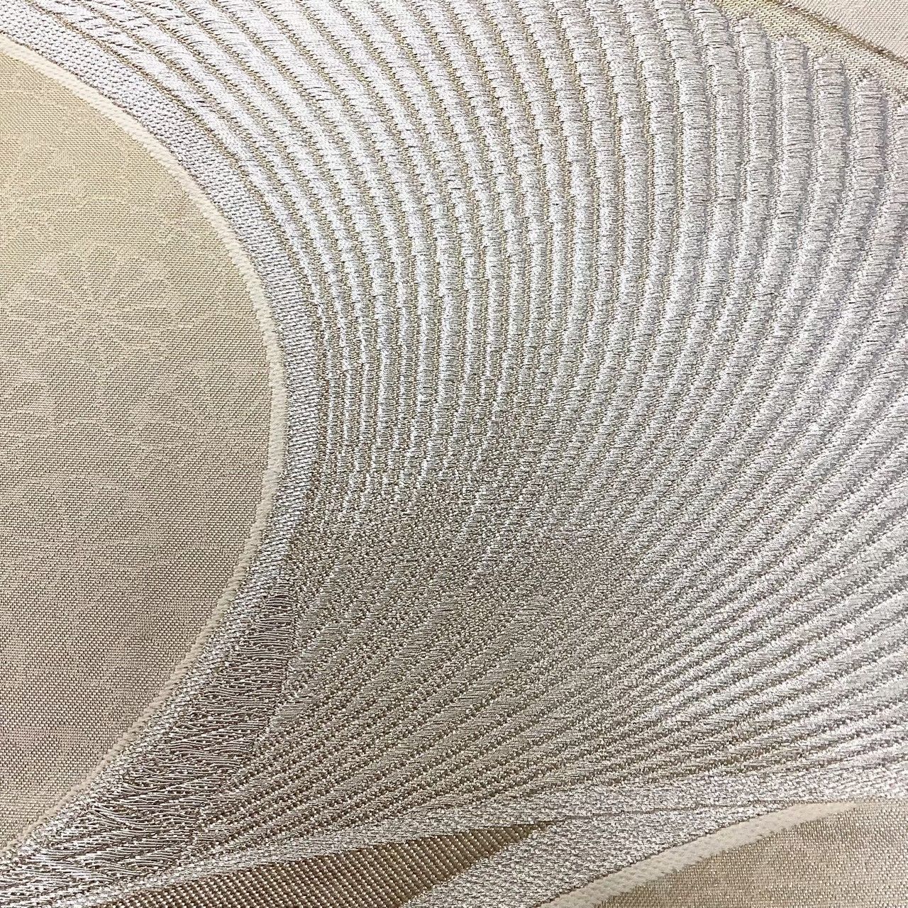 6660］袋帯 孔雀文様 プラチナ箔 シルバー 六通 正絹 着物 フォーマル