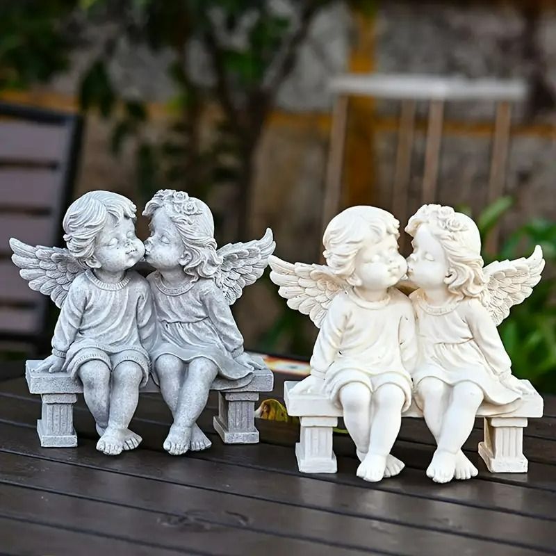 ガーデンオブジェ 天使 エンジェル 置物 樹脂 かわいい キス