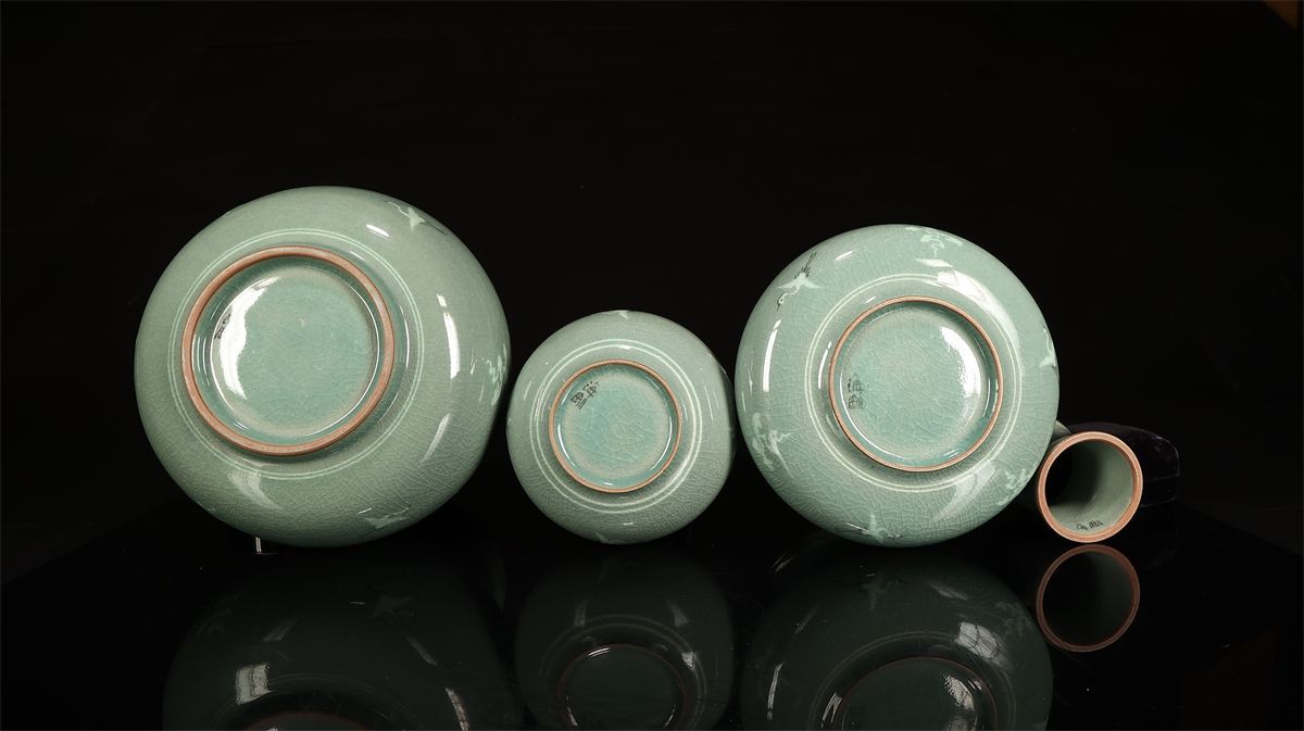 韓国人間国宝　柳海剛作　高麗青磁　茶器セット 韓国人間国宝 柳海剛作 高麗青磁 茶器セット 【公式通販】