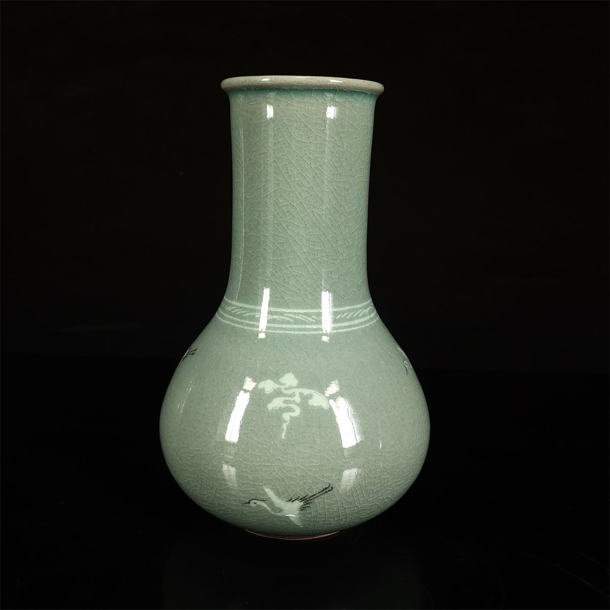 韓国人間国宝 【柳海剛】 青磁 皆具 茶器セット 4点／共箱付 未使用 美