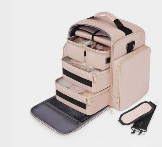 【新品・未使用】 旅行用化粧バッグ 収納バッグ 複数収納ポケット付き化粧バッグ