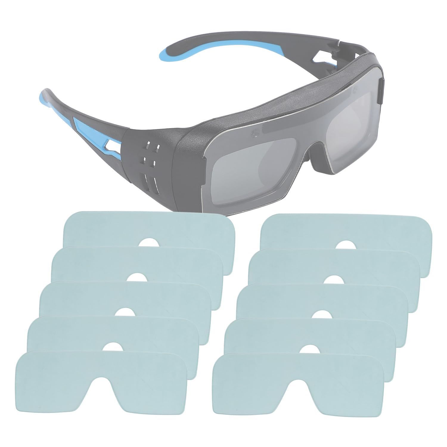 溶接メガネ 溶接面 自動遮光 超軽量 両手が使える 保護フィルム M250405-107